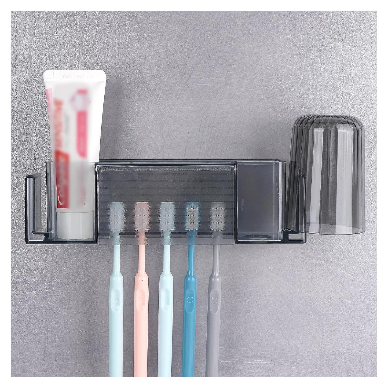 Soporte de Cepillos de Dientes LUEXBOX Gris Grande 5 Compartimentos