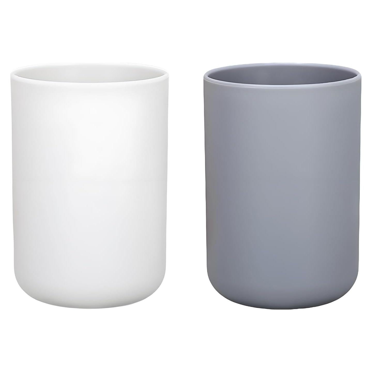 Vasos de Plástico para Baño HUAMIAODI 300ml 2 Piezas Blanco y Gris