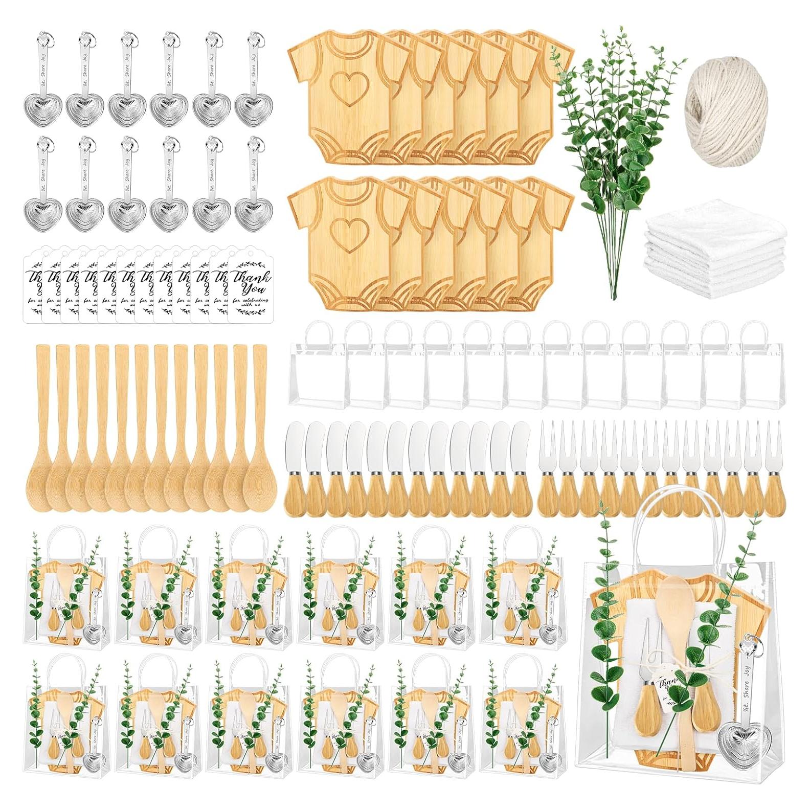 121 Piezas Conjunto de Premios Baby Shower Bambú y Utensilios