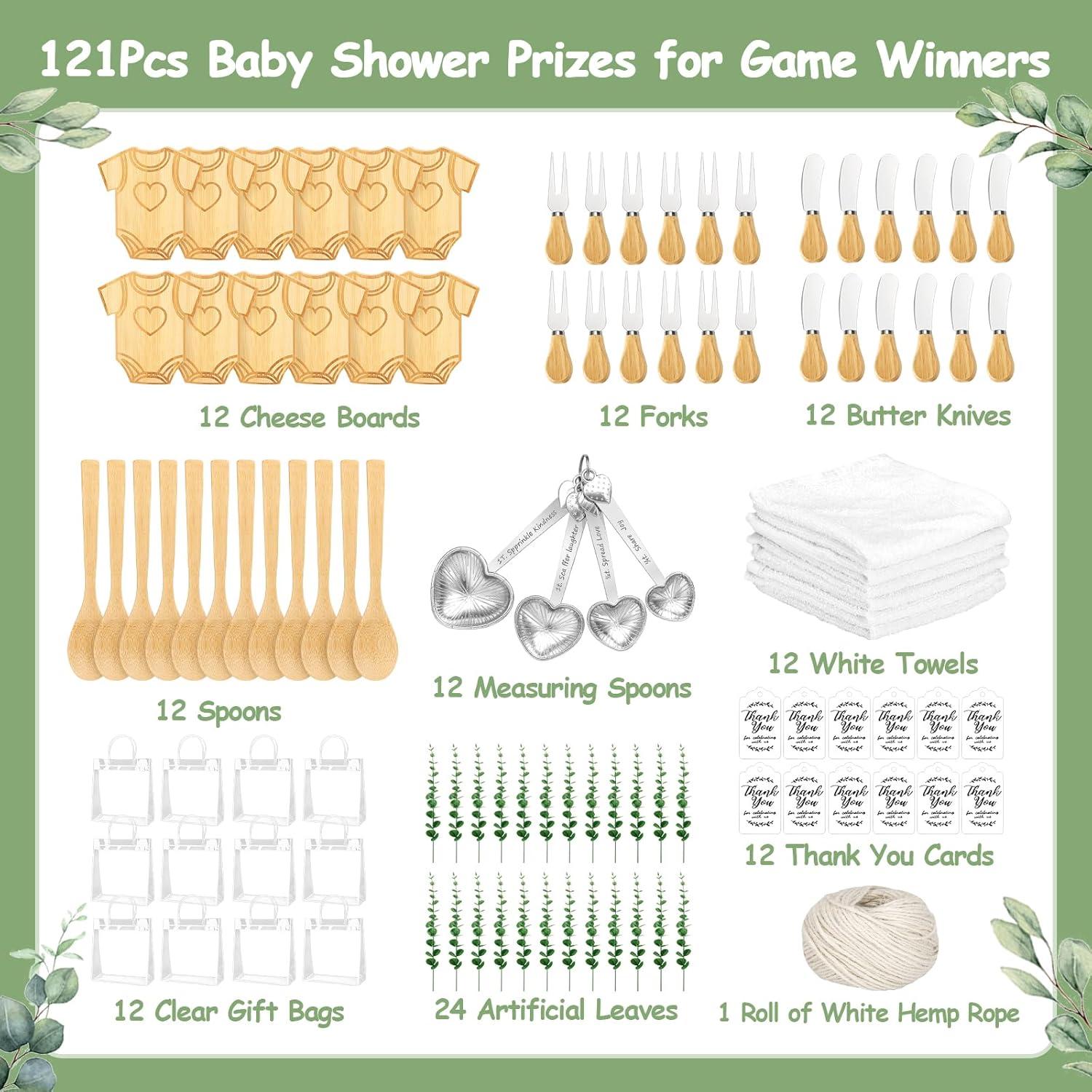 121 Piezas Conjunto de Premios Baby Shower Bambú y Utensilios