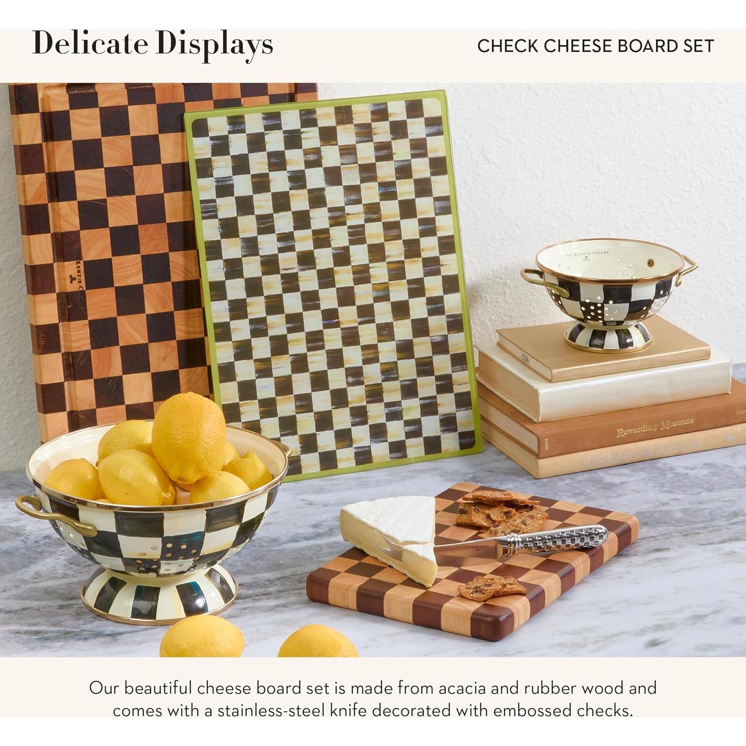 Tablero de Queso MacKenzie-Childs de Madera 20x30 cm con Cuchillo