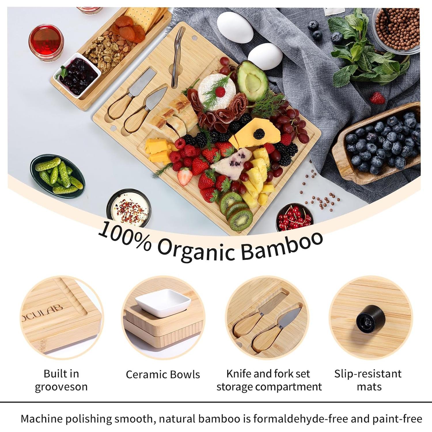 Juego de Tabla de Charcutería TOCULAB de Bambú 39x28 cm