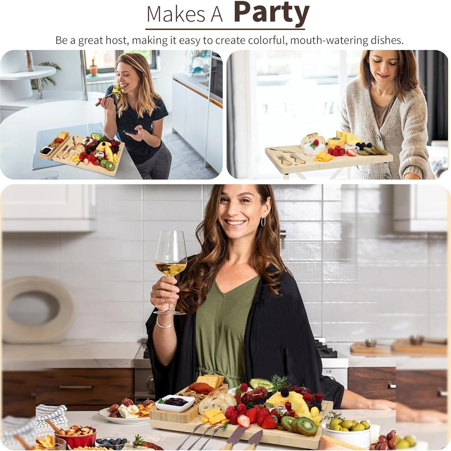 Juego de Tabla de Charcutería TOCULAB de Bambú 39x28 cm