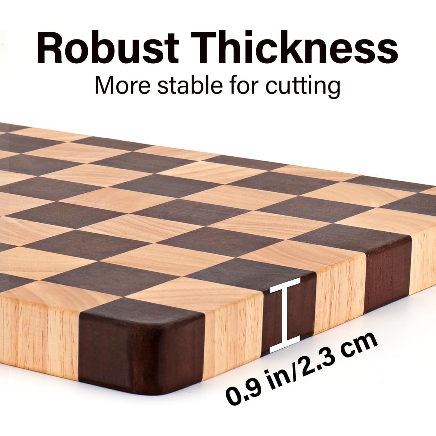 Tabla de Cortar de Madera TJ POP 38x25 cm Patrón Ajedrez