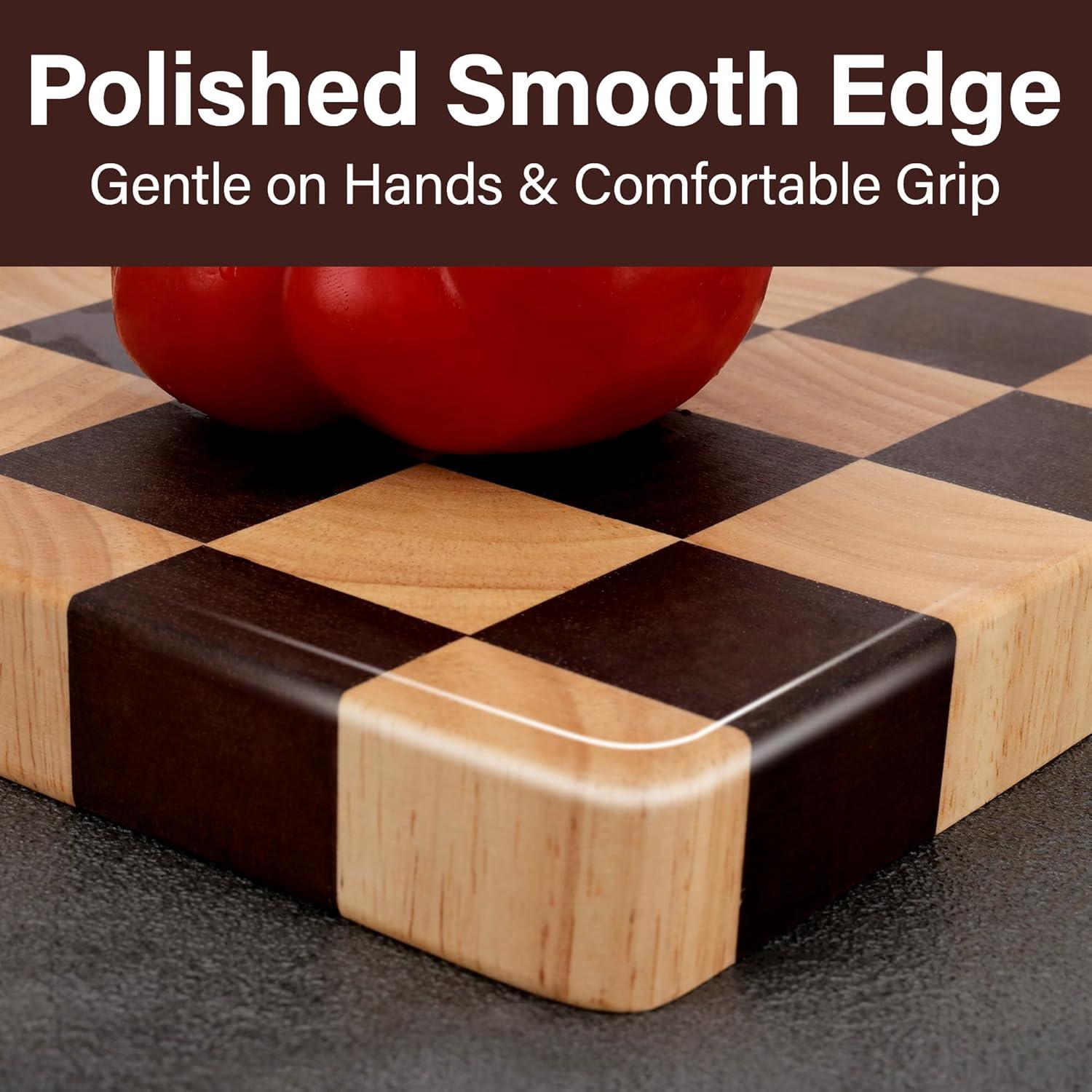 Tabla de Cortar de Madera TJ POP 38x25 cm Patrón Ajedrez