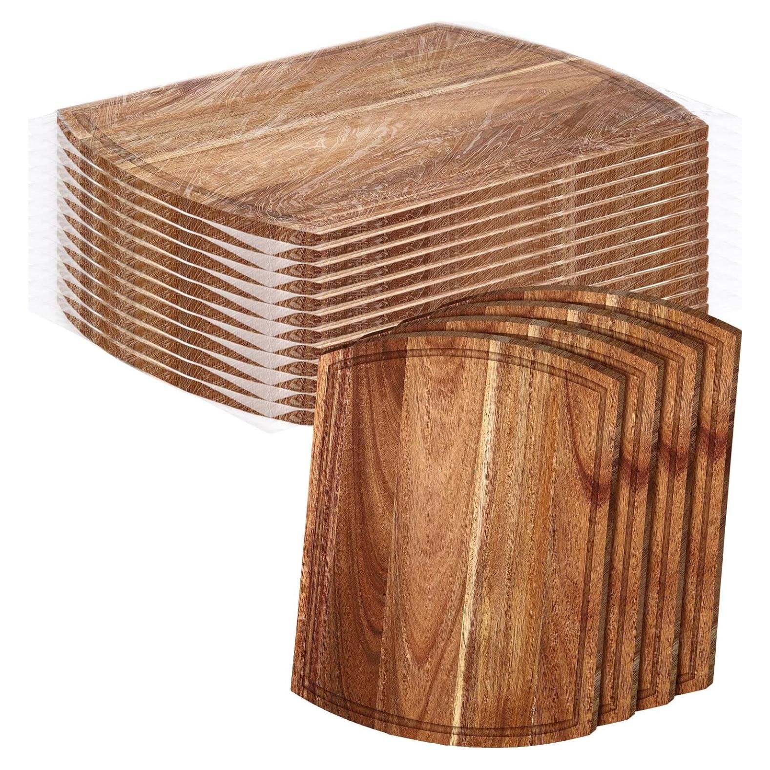 Paquete de 12 Tablas de Cortar de Madera Acacia Patelai 30x40 cm