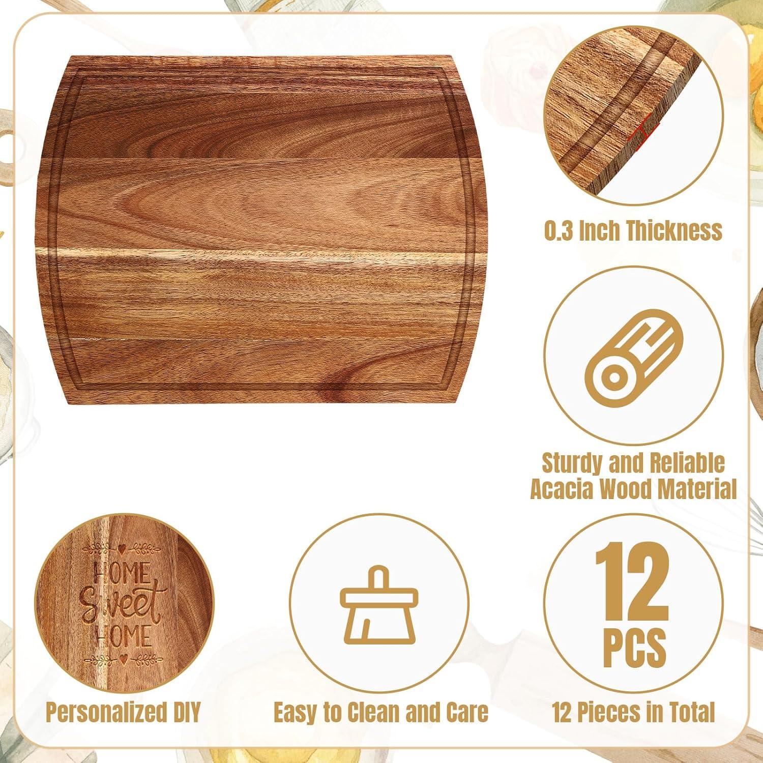 Paquete de 12 Tablas de Cortar de Madera Acacia Patelai 30x40 cm