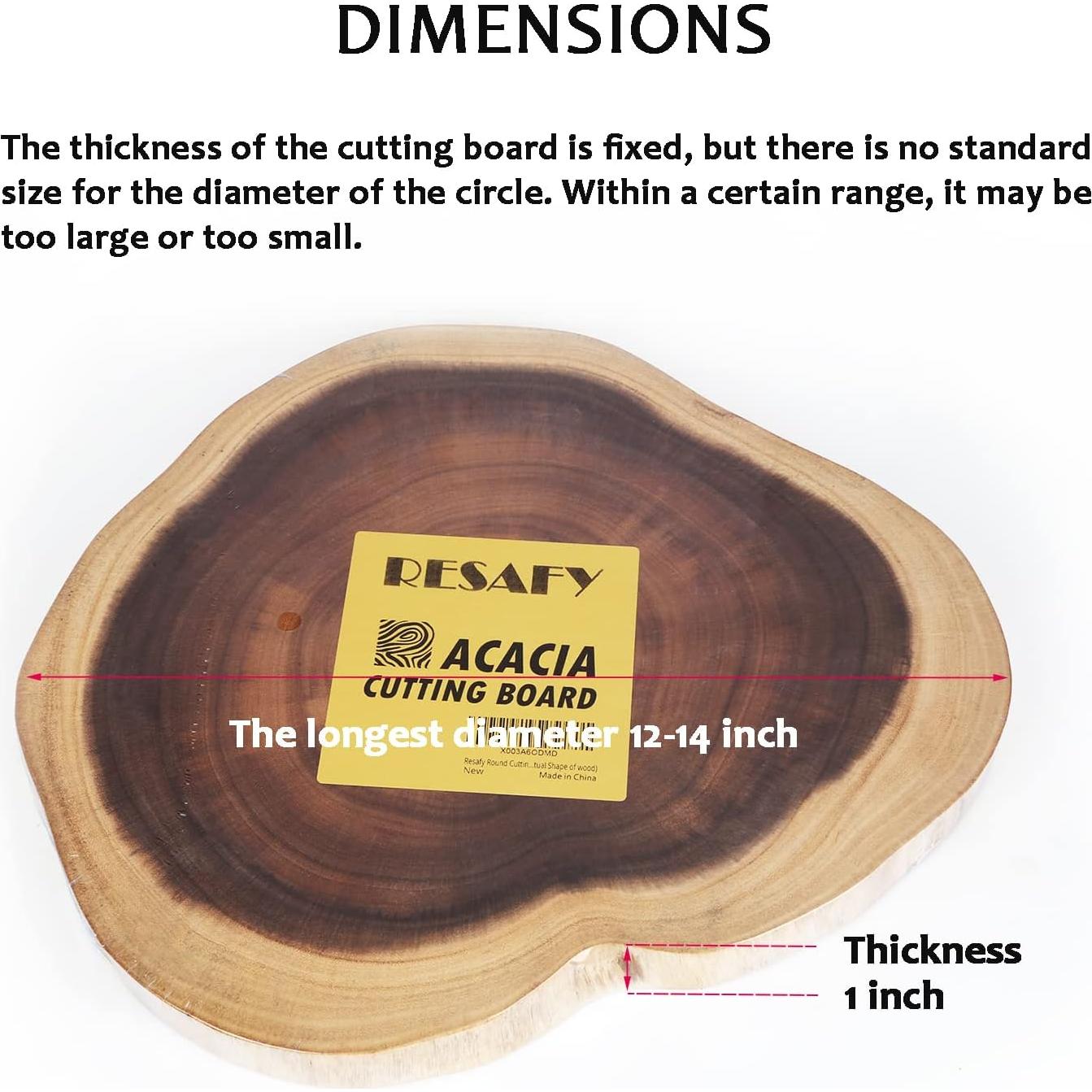 Tabla de Cortar Redonda Resafy de Madera de Acacia 35.56 cm
