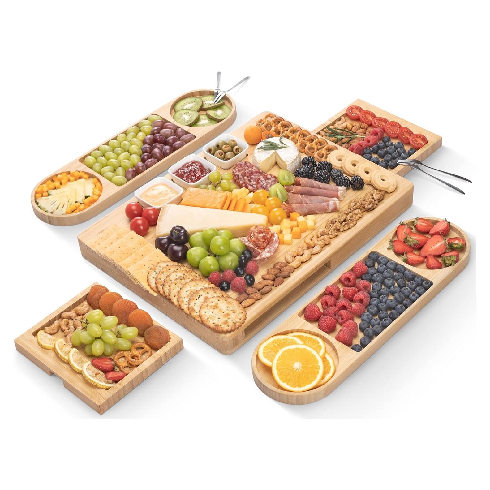 Tabla de Charcutería Extra Grande FamRica de Bambú con Cajones