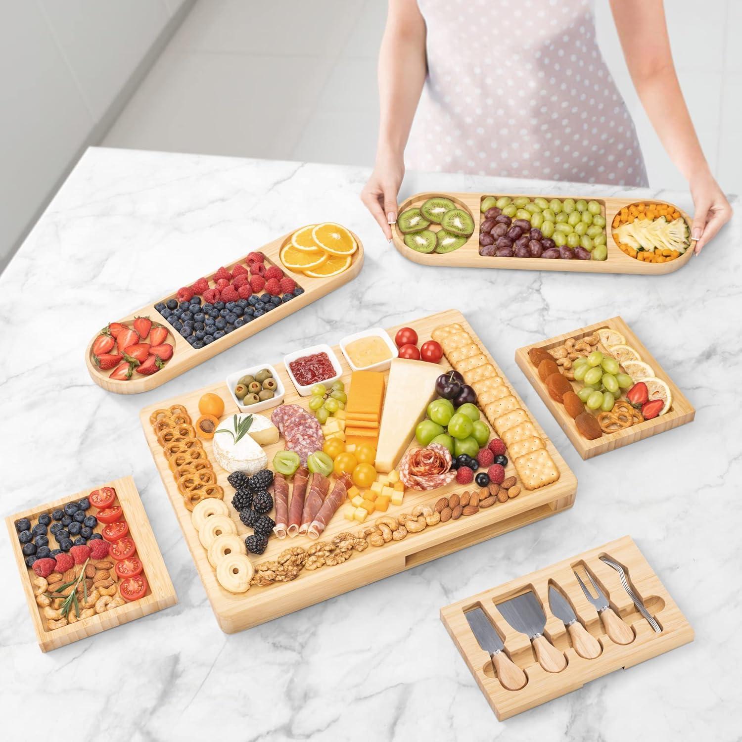 Tabla de Charcutería Extra Grande FamRica de Bambú con Cajones
