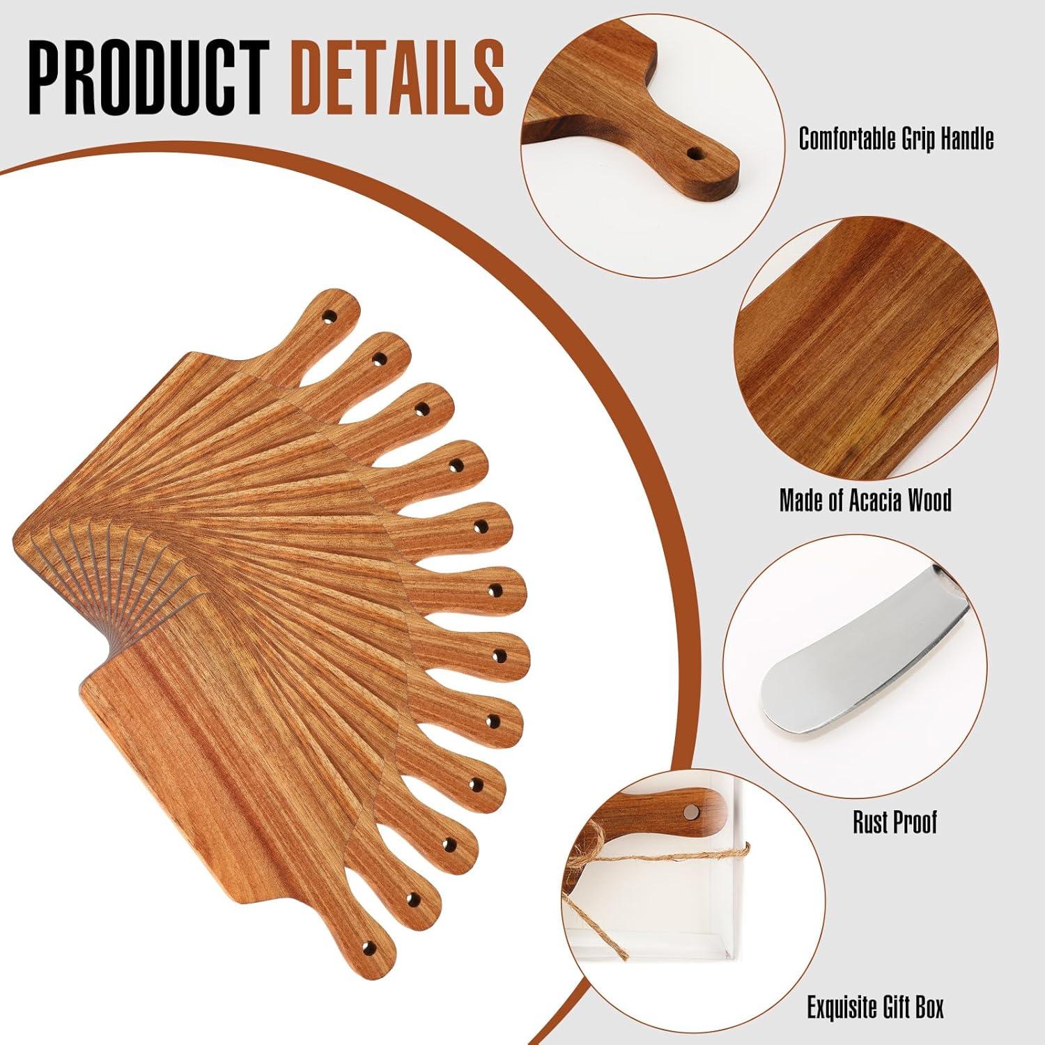 Juego de 12 Tablas de Cortar y Cuchillos Tioncy - Madera de Acacia