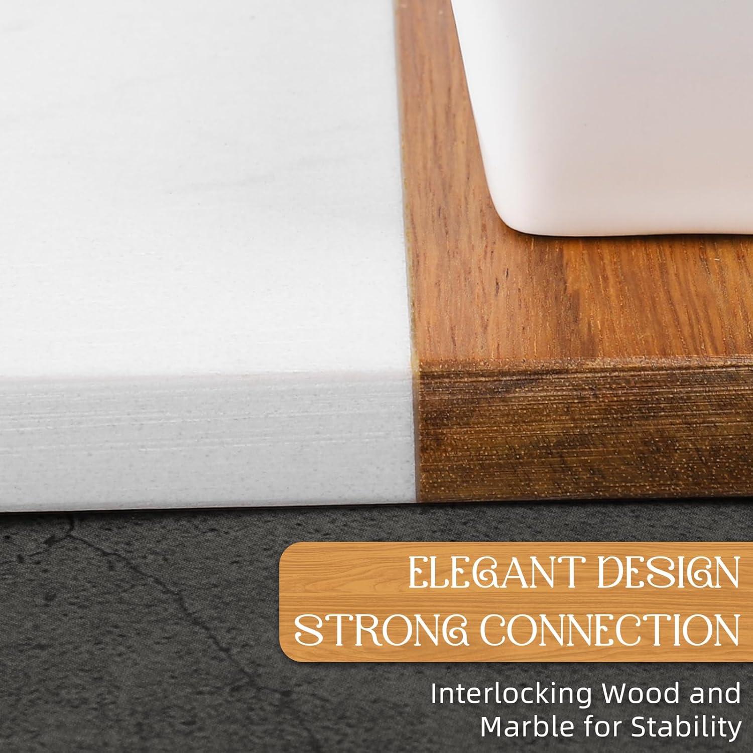 Tabla de Charcutería Grande de Madera y Mármol ECWAY 40x30 cm