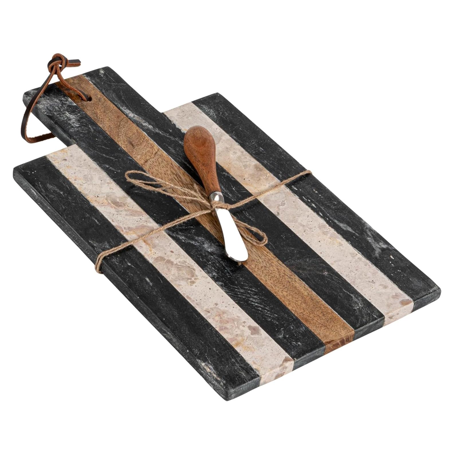 Tabla de Queso y Corte Bloomingville de Mármol Rayado 35.56x20.32cm