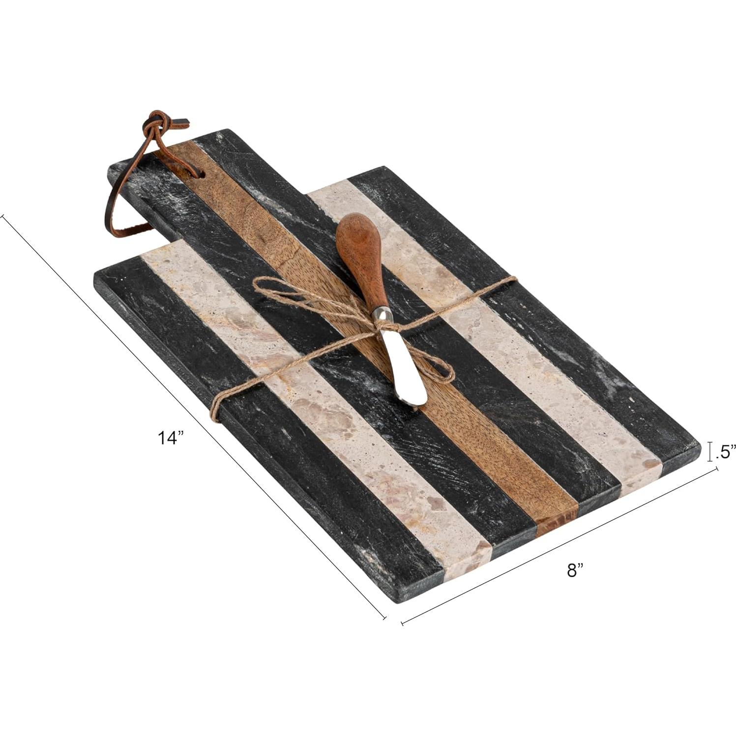 Tabla de Queso y Corte Bloomingville de Mármol Rayado 35.56x20.32cm