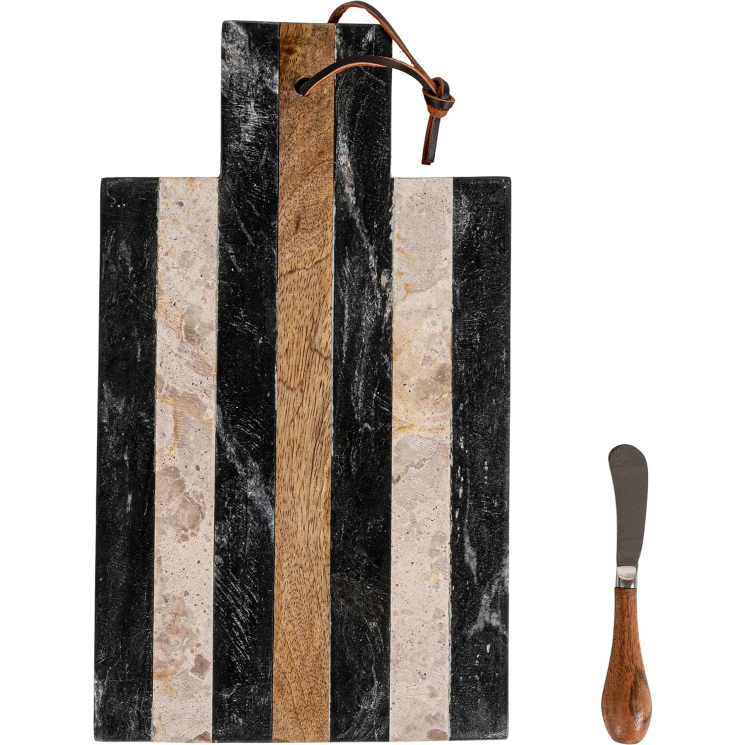 Tabla de Queso y Corte Bloomingville de Mármol Rayado 35.56x20.32cm
