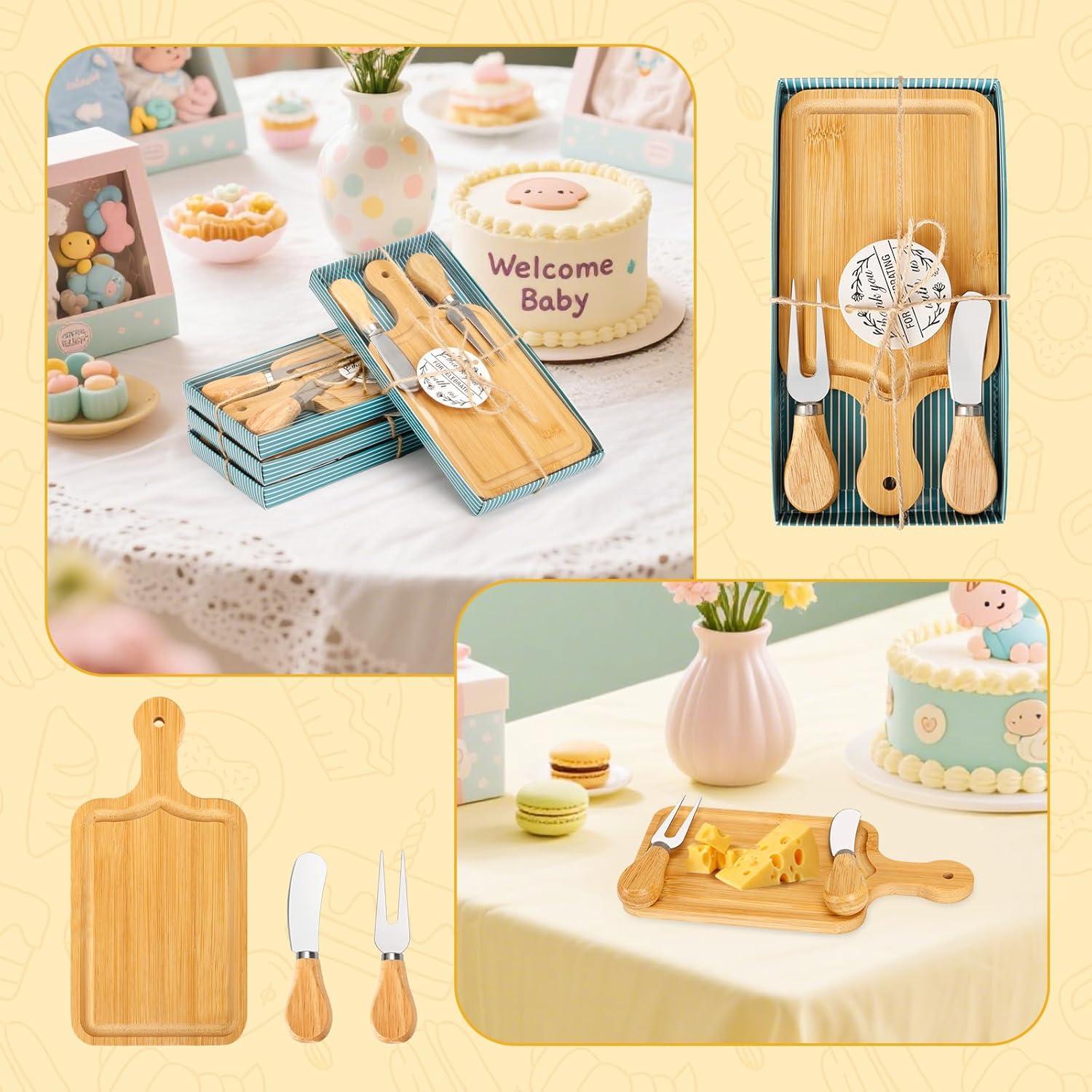12 Juegos de Premios Baby Shower KBDHYY Tablas de Queso Bambú