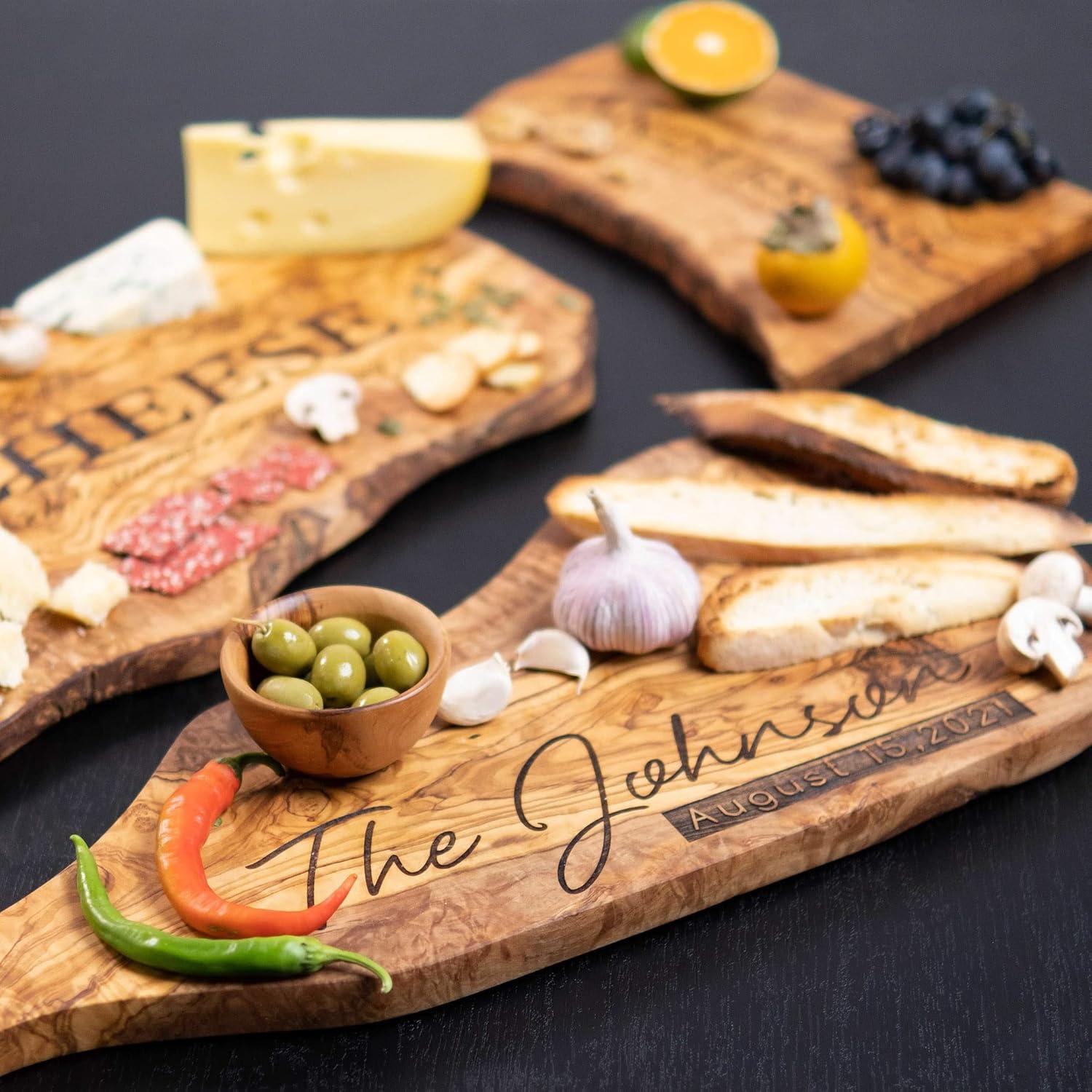 Tabla de Charcutería Personalizada Forest Decor 38x18 cm Madera Olivo