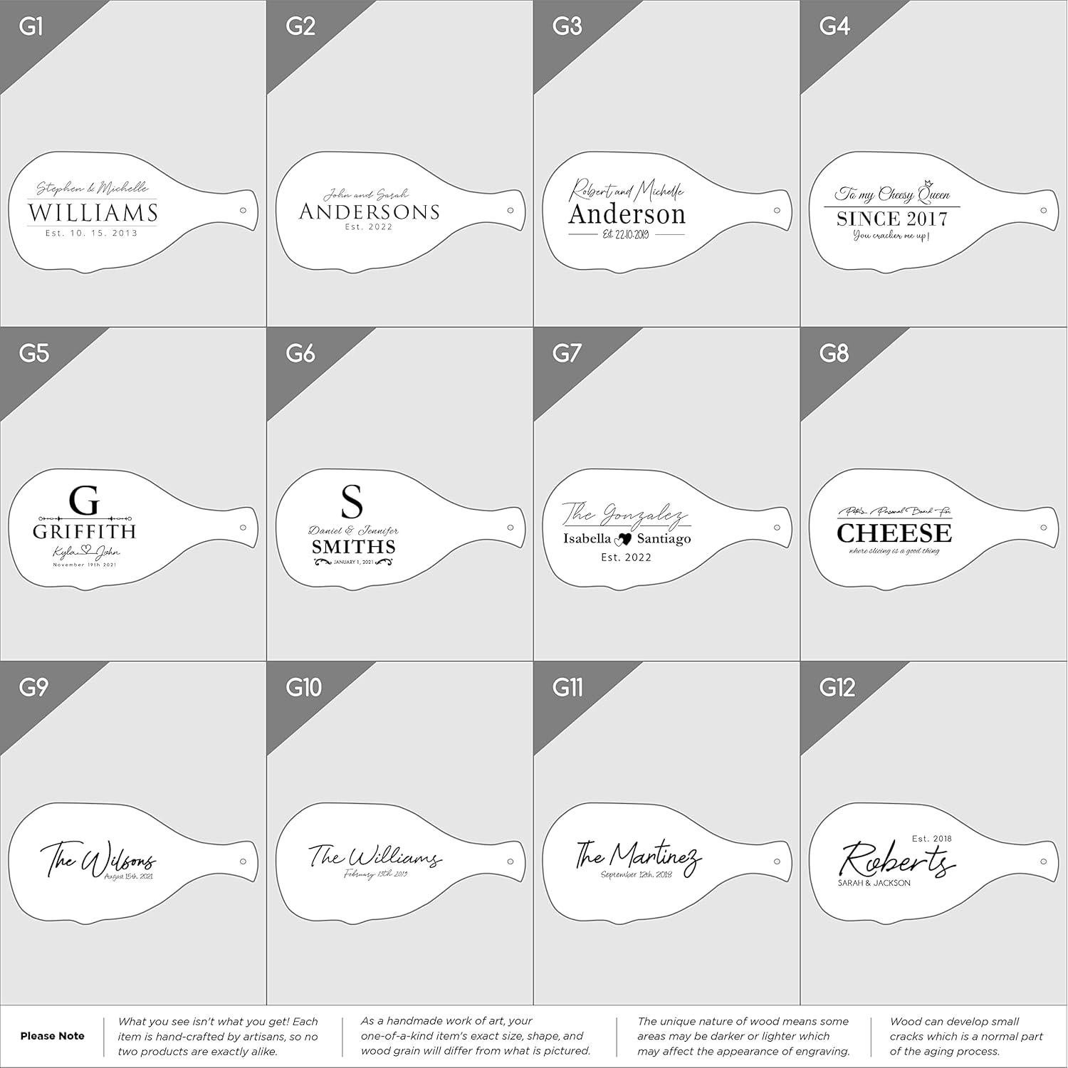 Tabla de Charcutería Personalizada Forest Decor 38x18 cm Madera Olivo