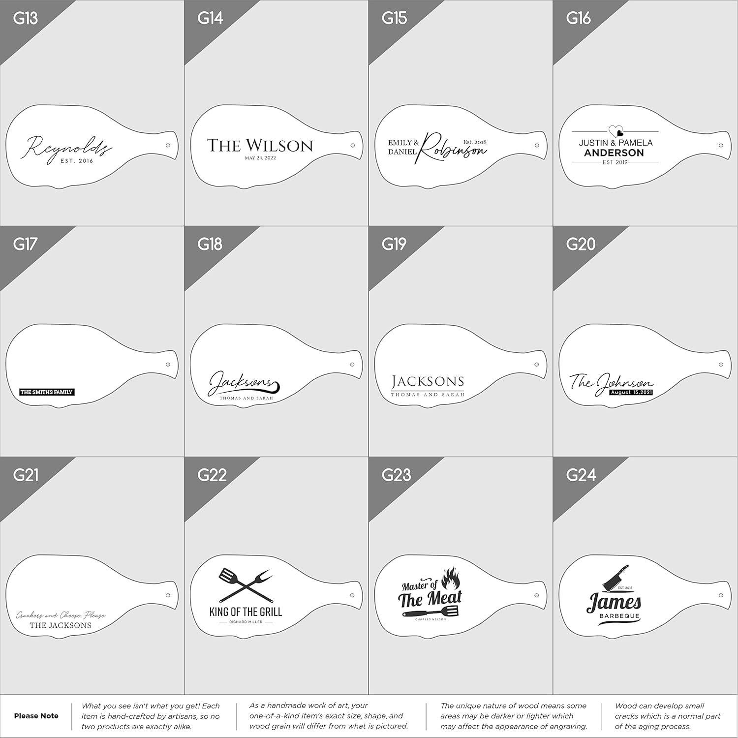 Tabla de Charcutería Personalizada Forest Decor 38x18 cm Madera Olivo