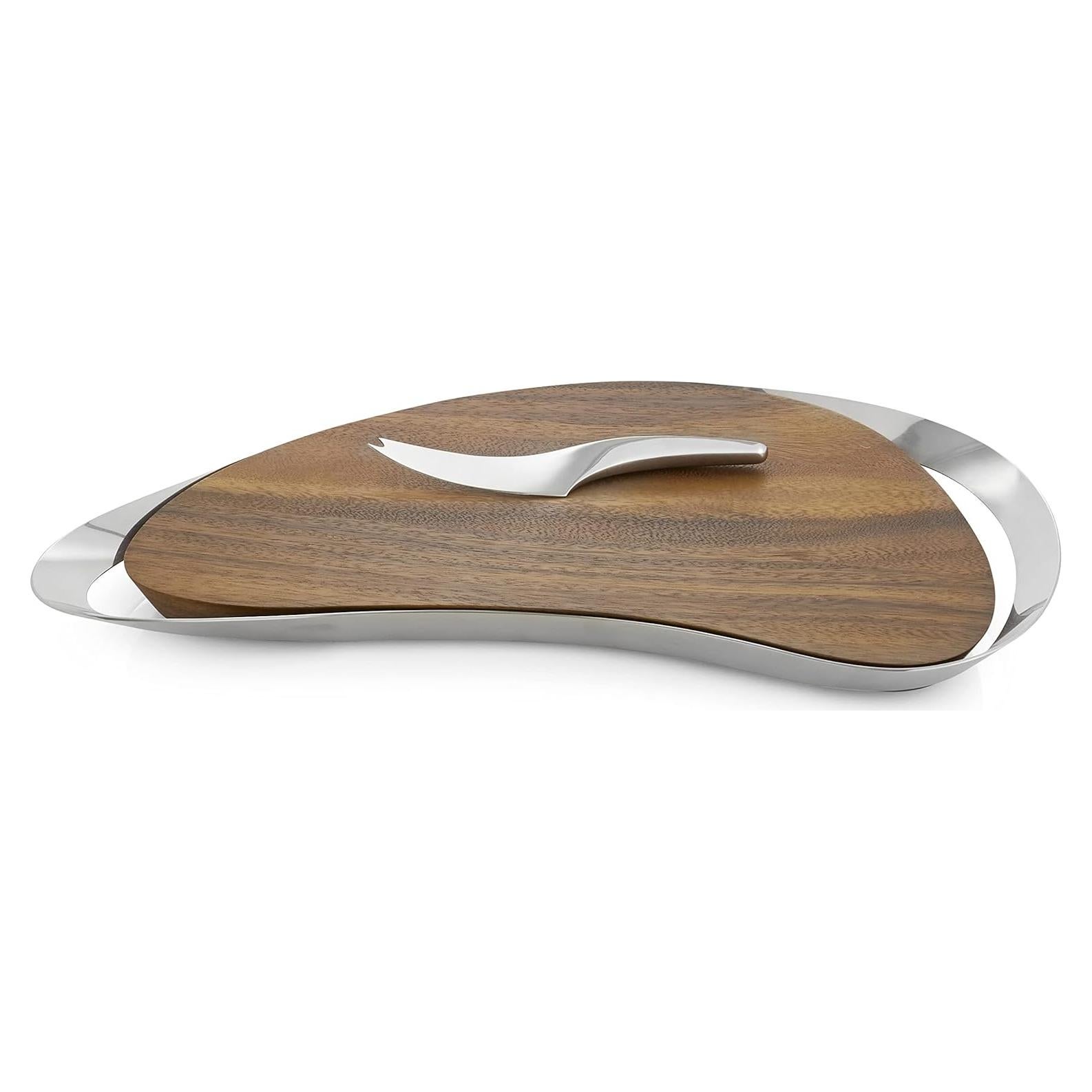 Tabla de Queso Nambe Pulse con Cuchillo de Acero Inoxidable