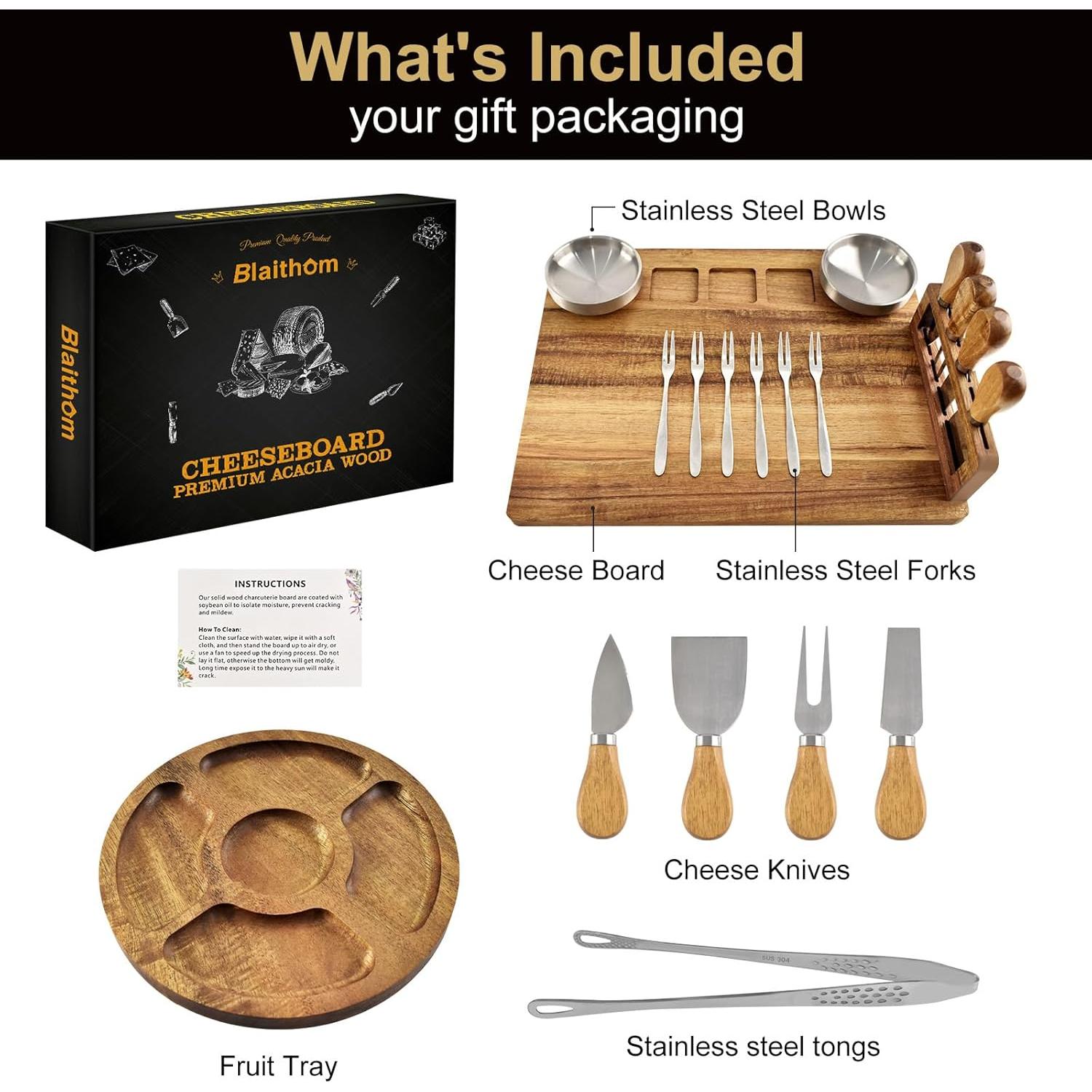 Juego de Tablas de Charcutería de Madera de Acacia Blaithom