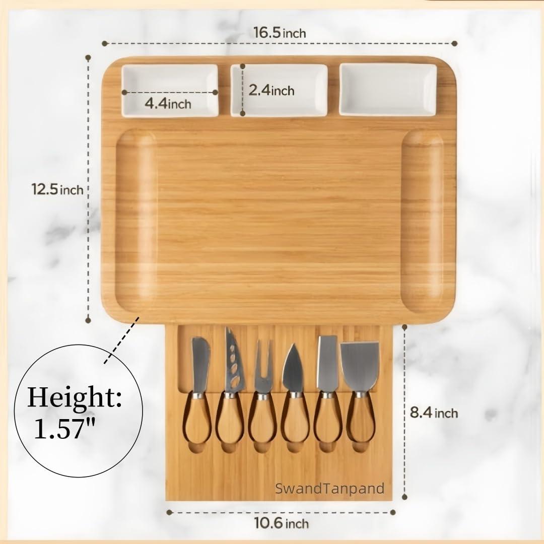 Tabla de Charcutería SwandTanpand con 6 Cuchillos y Bandeja