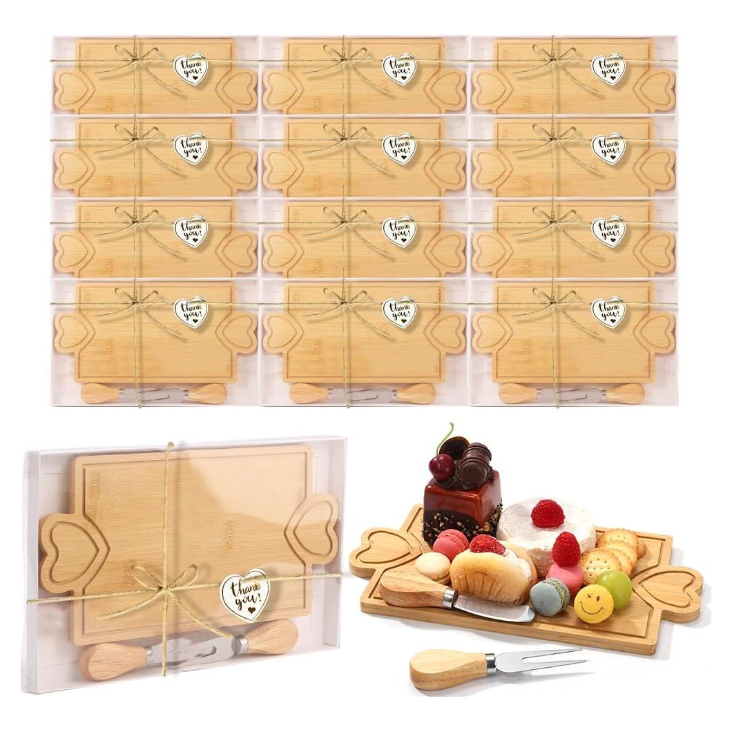 Set de 12 Mini Tablas de Charcutería de Bambú con Cuchillos