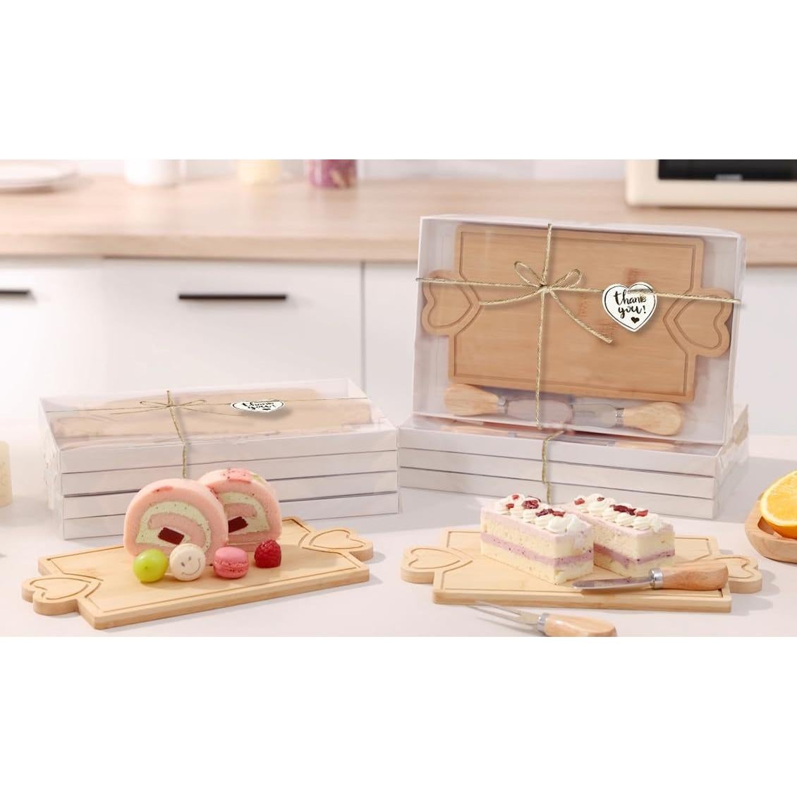 Set de 12 Mini Tablas de Charcutería de Bambú con Cuchillos