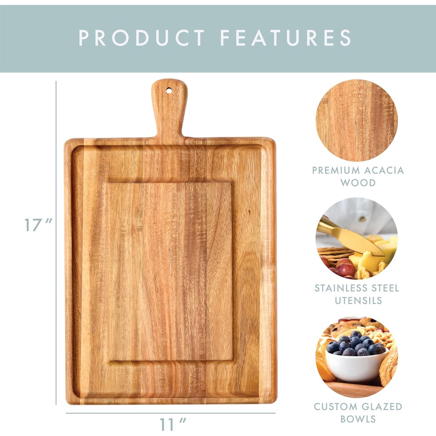 Juego de Charcutería Grazerie 10 Piezas Tabla Acacia y Cuchillos