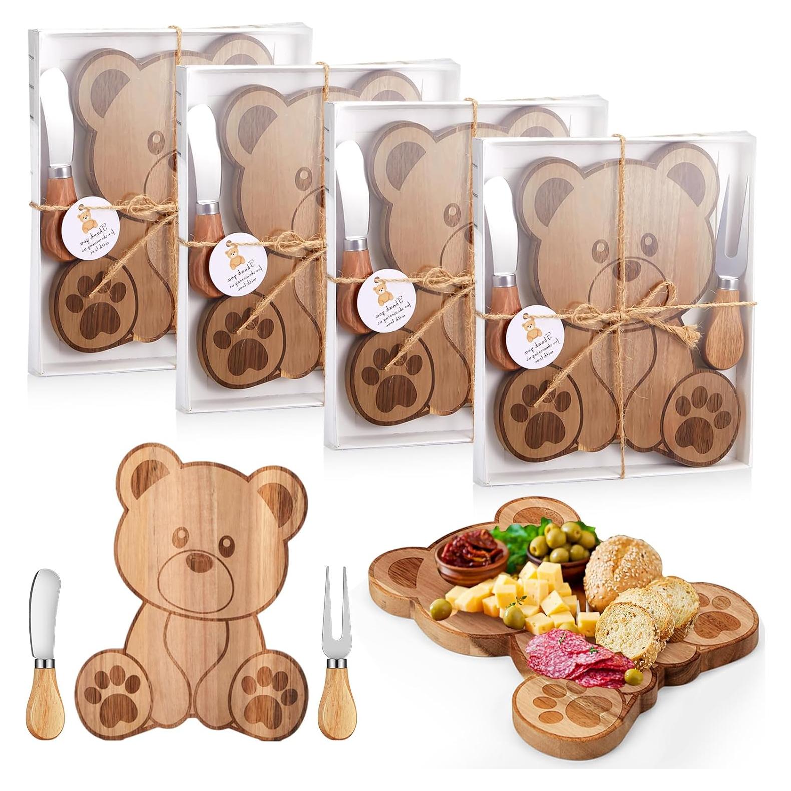 Set de 4 Tablas de Queso Oso Ziliny con Cuchillos y Tenedores