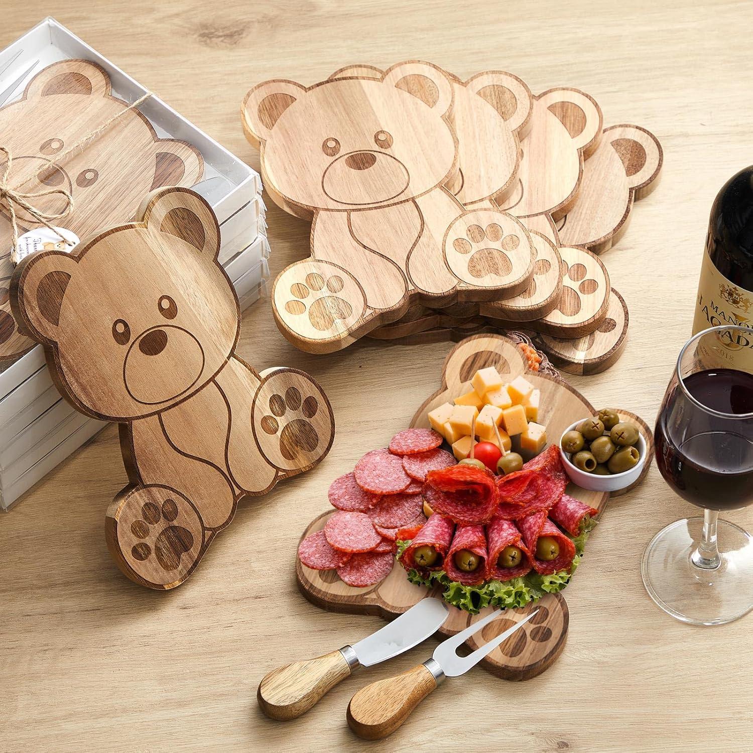 Set de 4 Tablas de Queso Oso Ziliny con Cuchillos y Tenedores