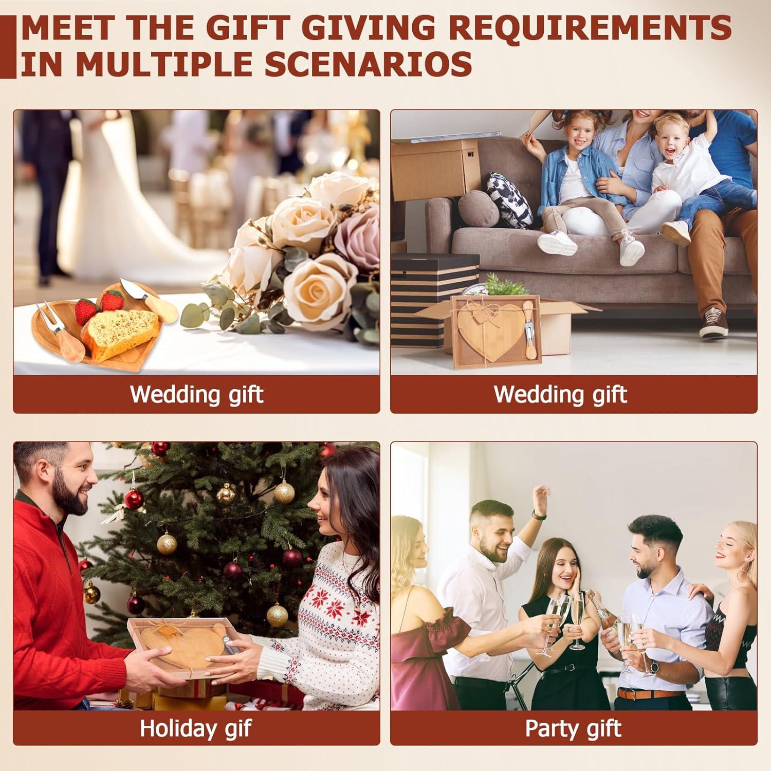 Set de Tabla de Queso Corazón Nuogo con Cuchillos y Regalos