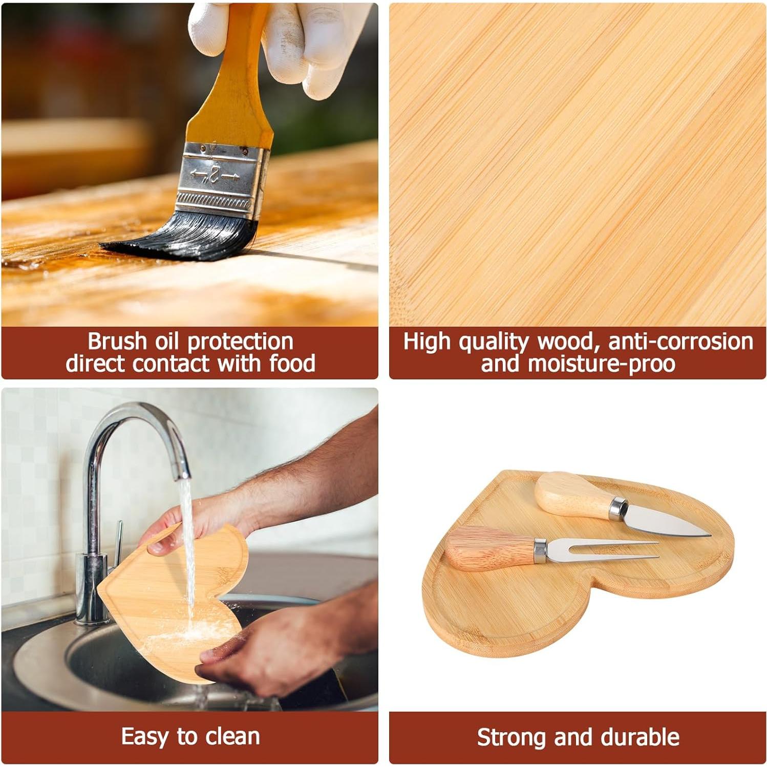 Set de Tabla de Queso Corazón Nuogo con Cuchillos y Regalos