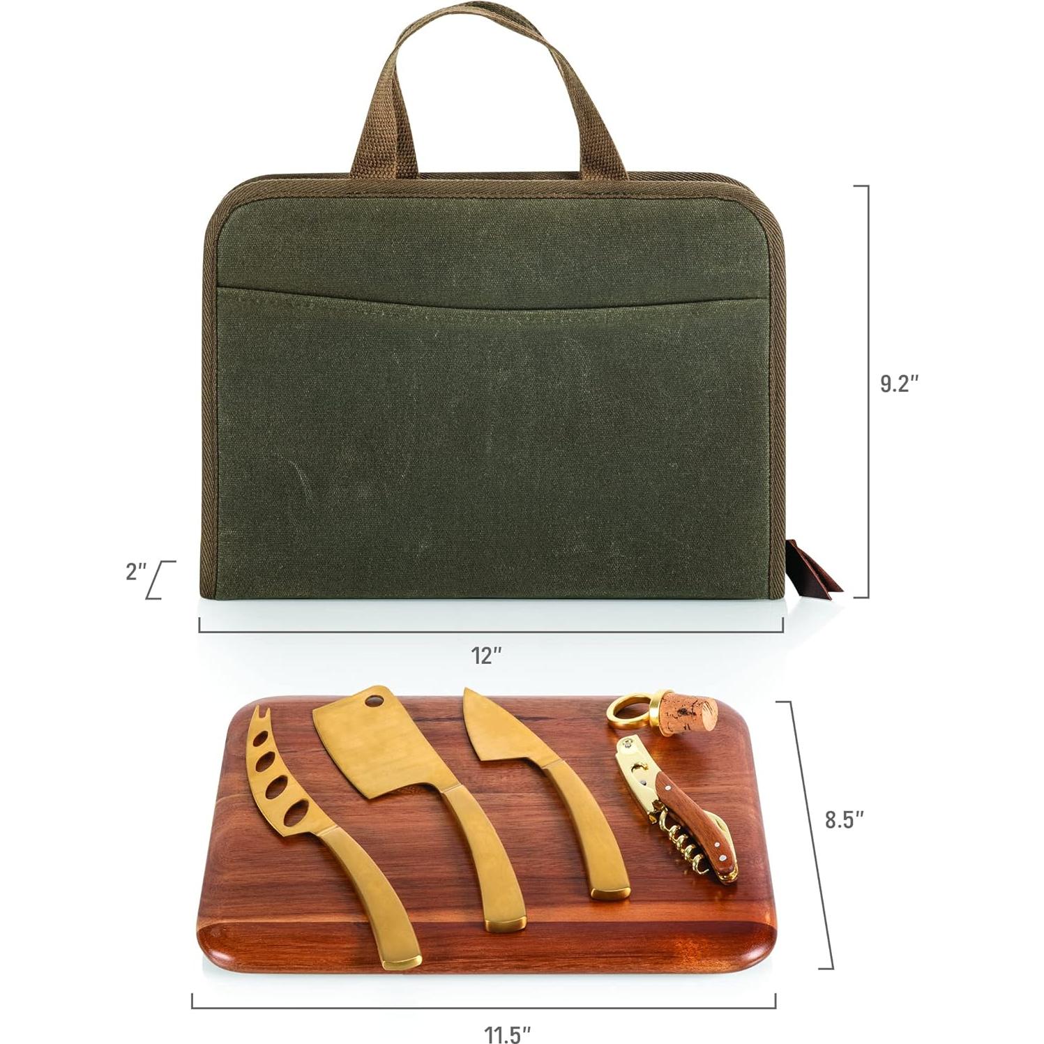 Juego de cuchillos de queso de viaje Monterey con tabla de acacia