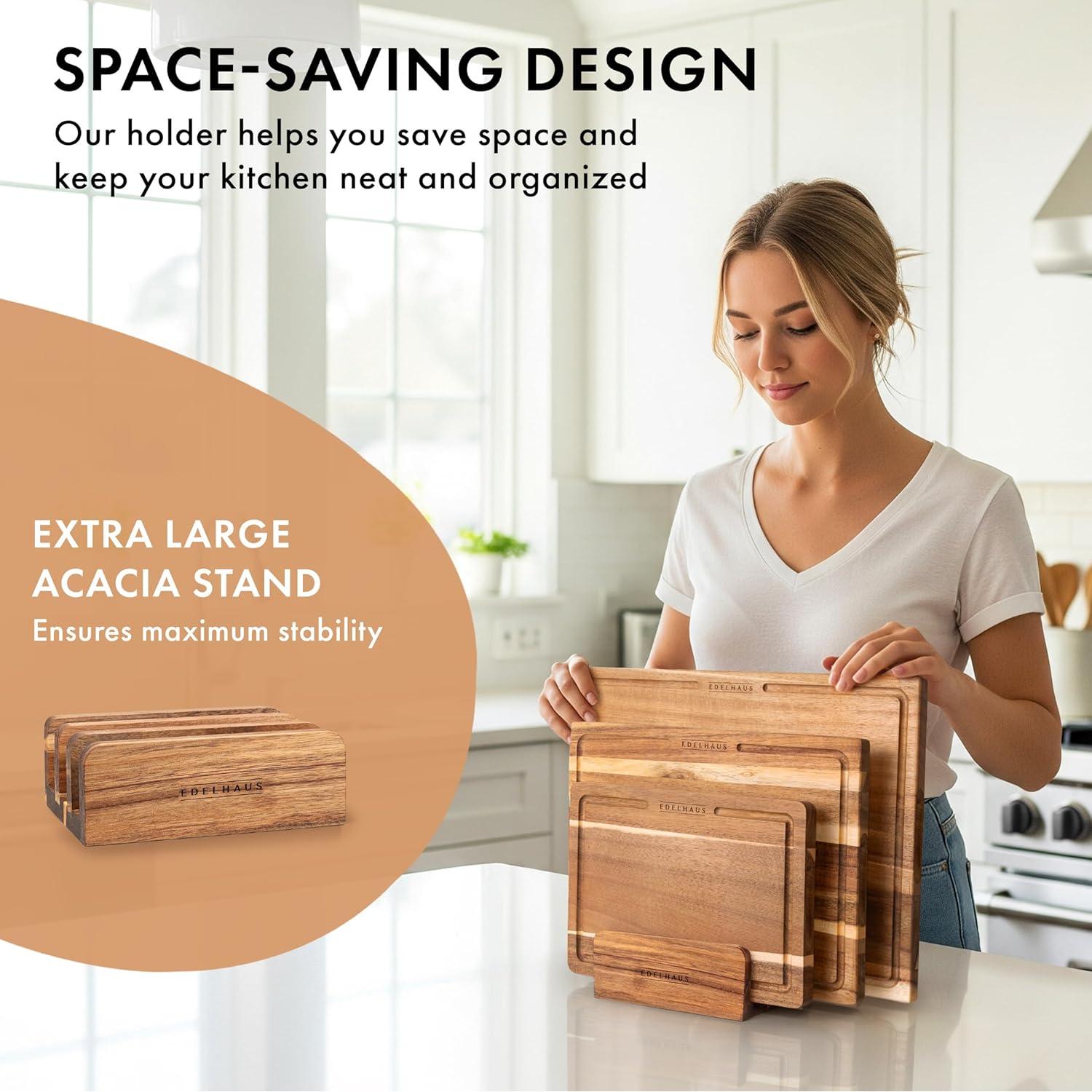 Juego de 3 Tablas de Cortar de Madera de Acacia EDELHAUS