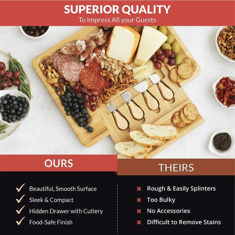 Tablero de Queso Rectangular Home Euphoria 39.4x29.2cm Bambú