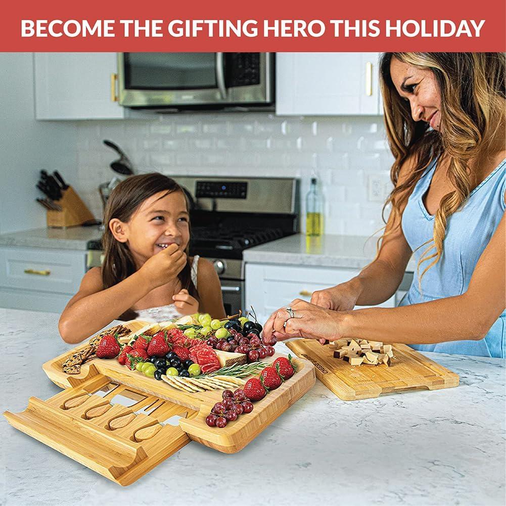 Tablero de Queso Rectangular Home Euphoria 39.4x29.2cm Bambú