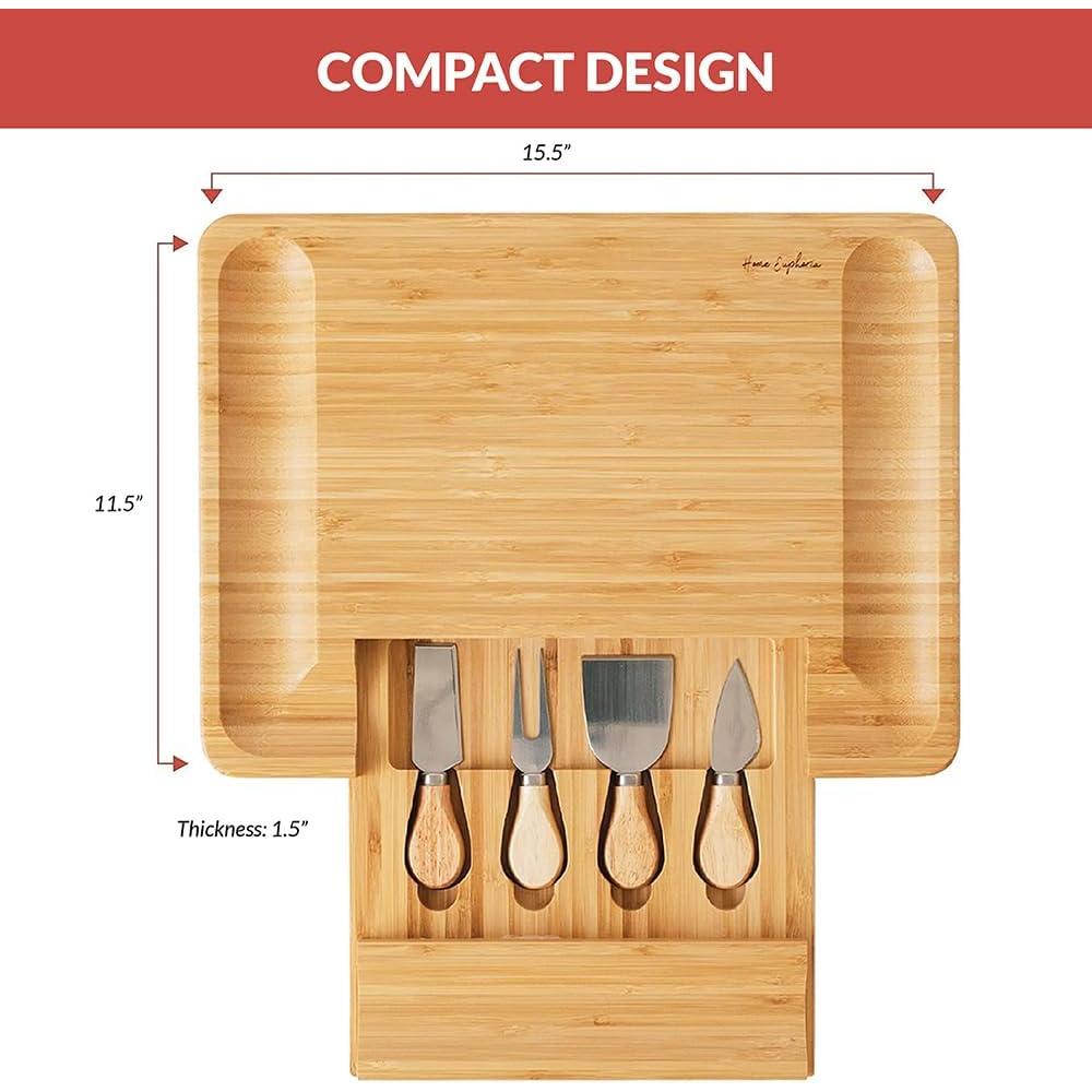 Tablero de Queso Rectangular Home Euphoria 39.4x29.2cm Bambú
