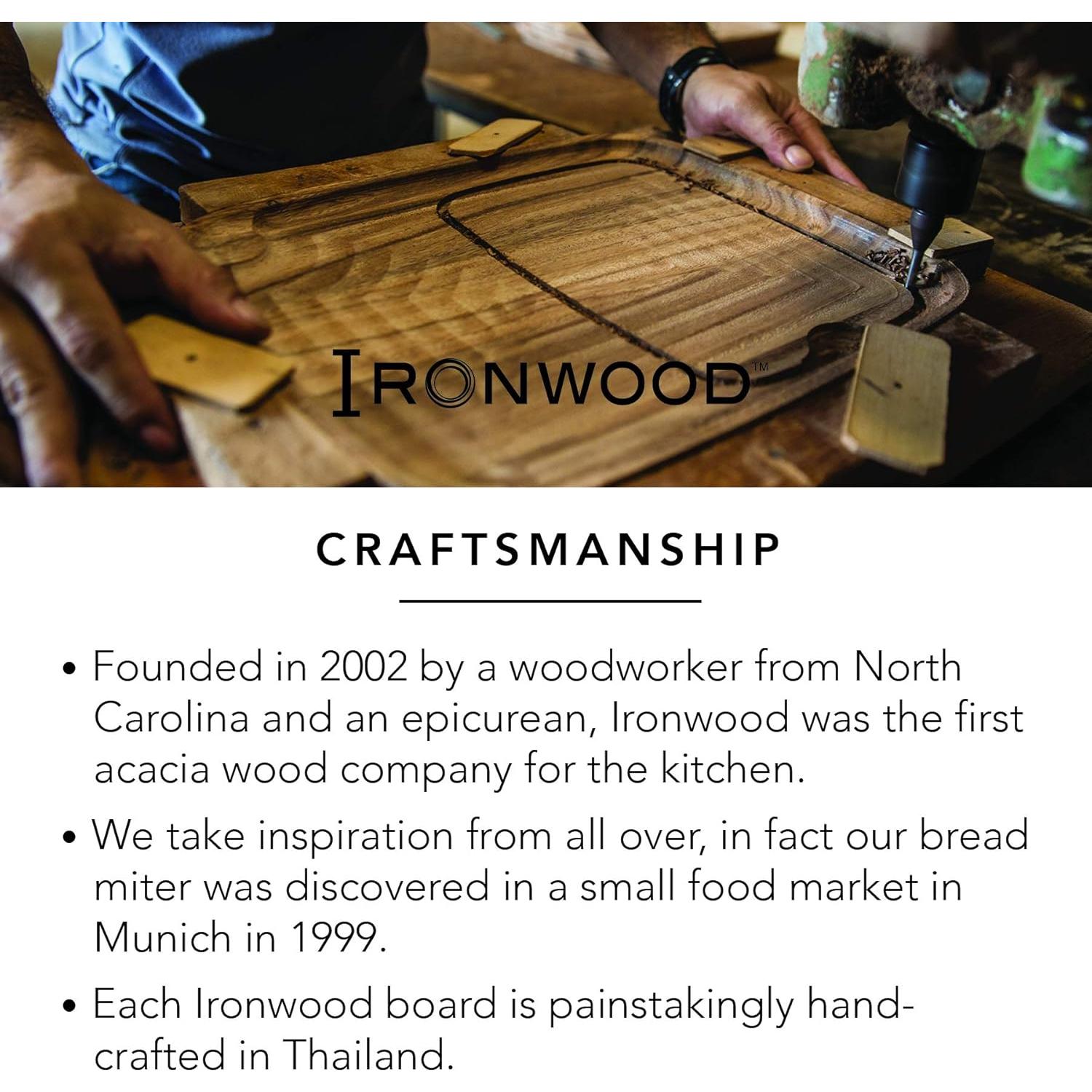 Tabla de Chef Ironwood Gourmet 14" Cuadrada de Acacia