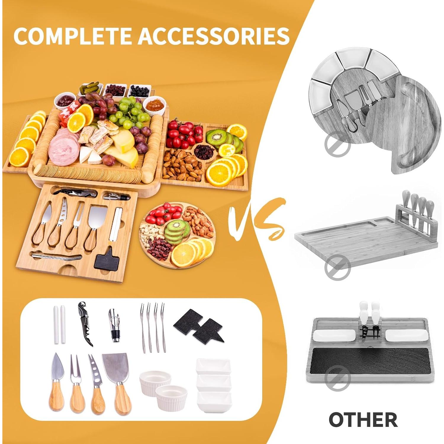Juego de Tabla de Charcutería de Bambú Beautlohas con 20 Accesorios
