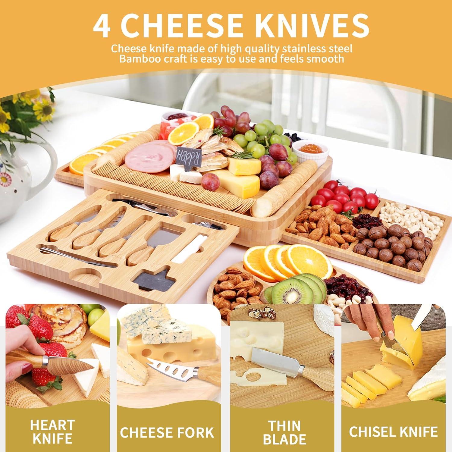Juego de Tabla de Charcutería de Bambú Beautlohas con 20 Accesorios