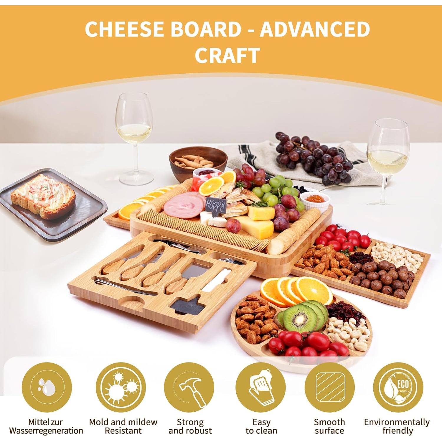 Juego de Tabla de Charcutería de Bambú Beautlohas con 20 Accesorios