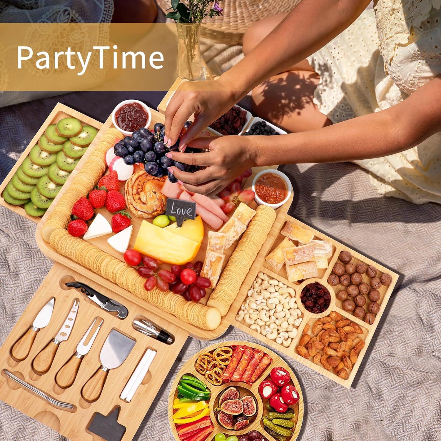Juego de Tabla de Charcutería de Bambú Beautlohas con 20 Accesorios