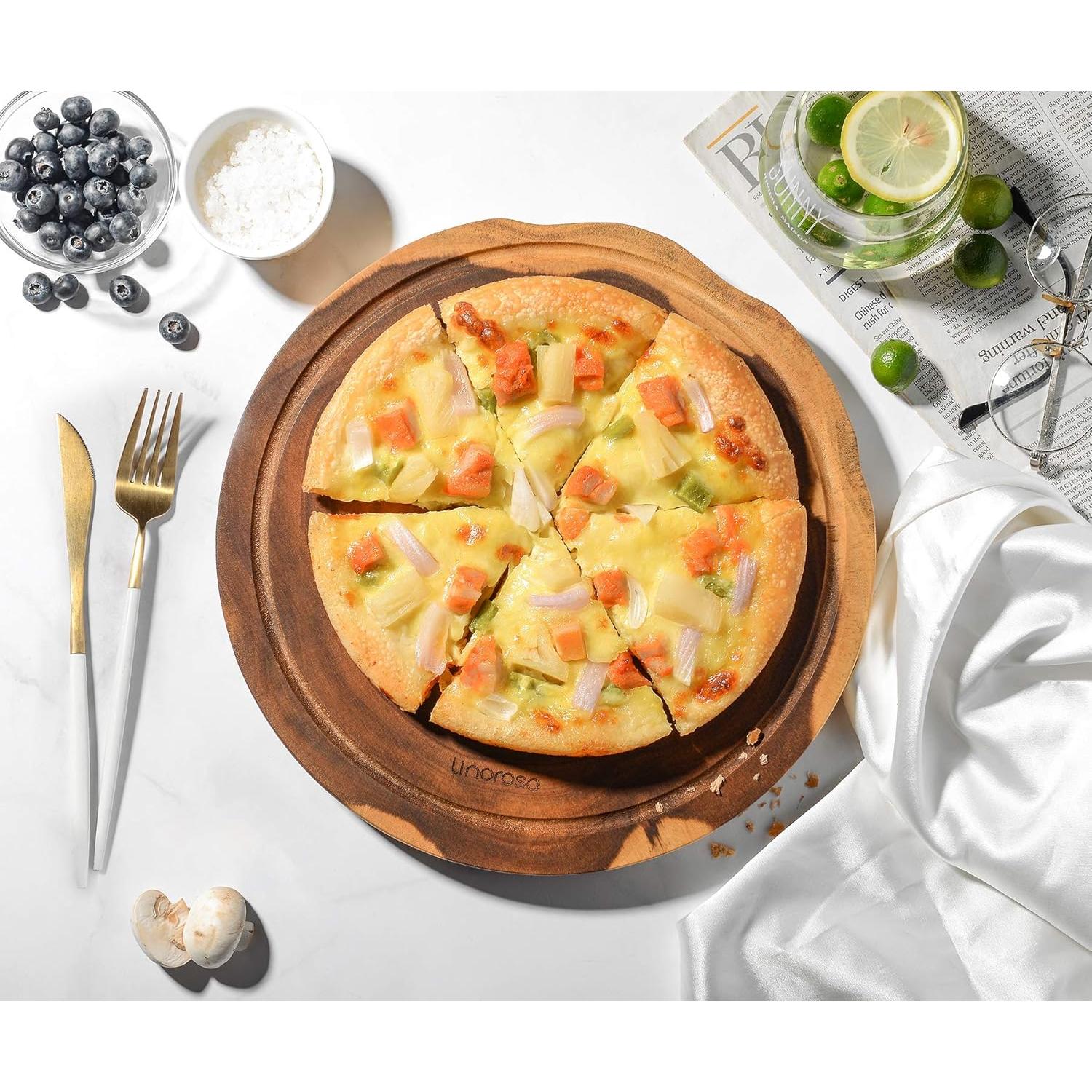 Tabla de Queso Redonda Reversible Linoroso 30.48cm Madera Acacia