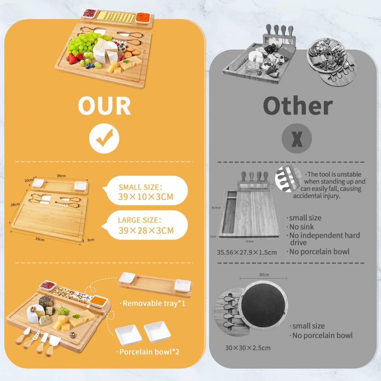 Tabla de Charcutería Beautlohas con 2 Tazones y Cuchillos