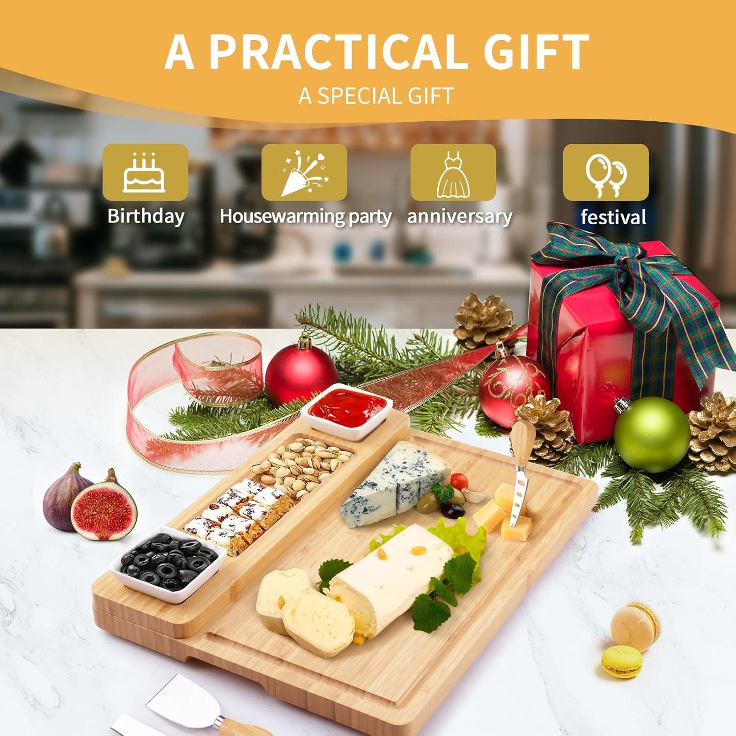 Tabla de Charcutería Beautlohas con 2 Tazones y Cuchillos