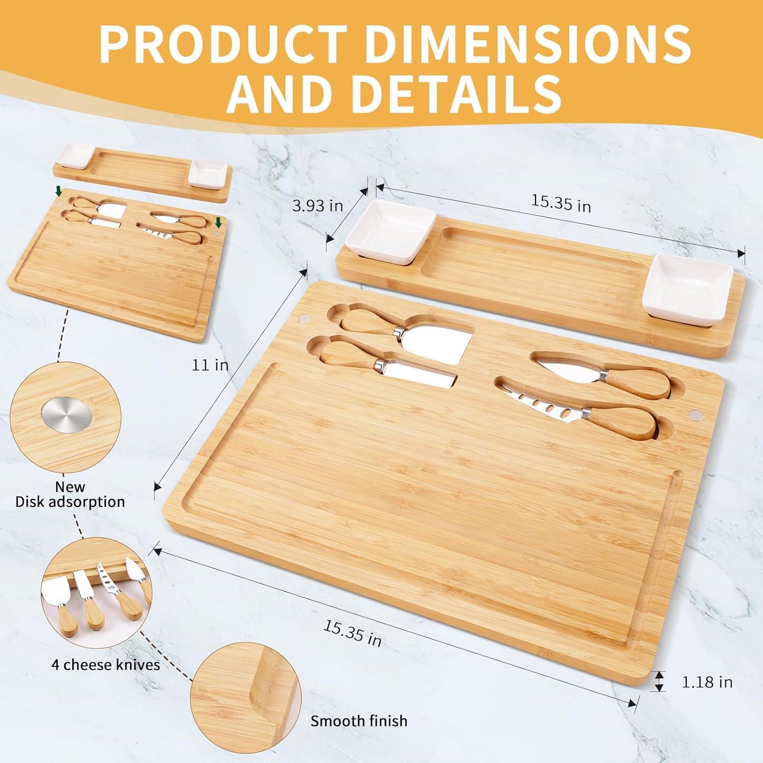 Tabla de Charcutería Beautlohas con 2 Tazones y Cuchillos