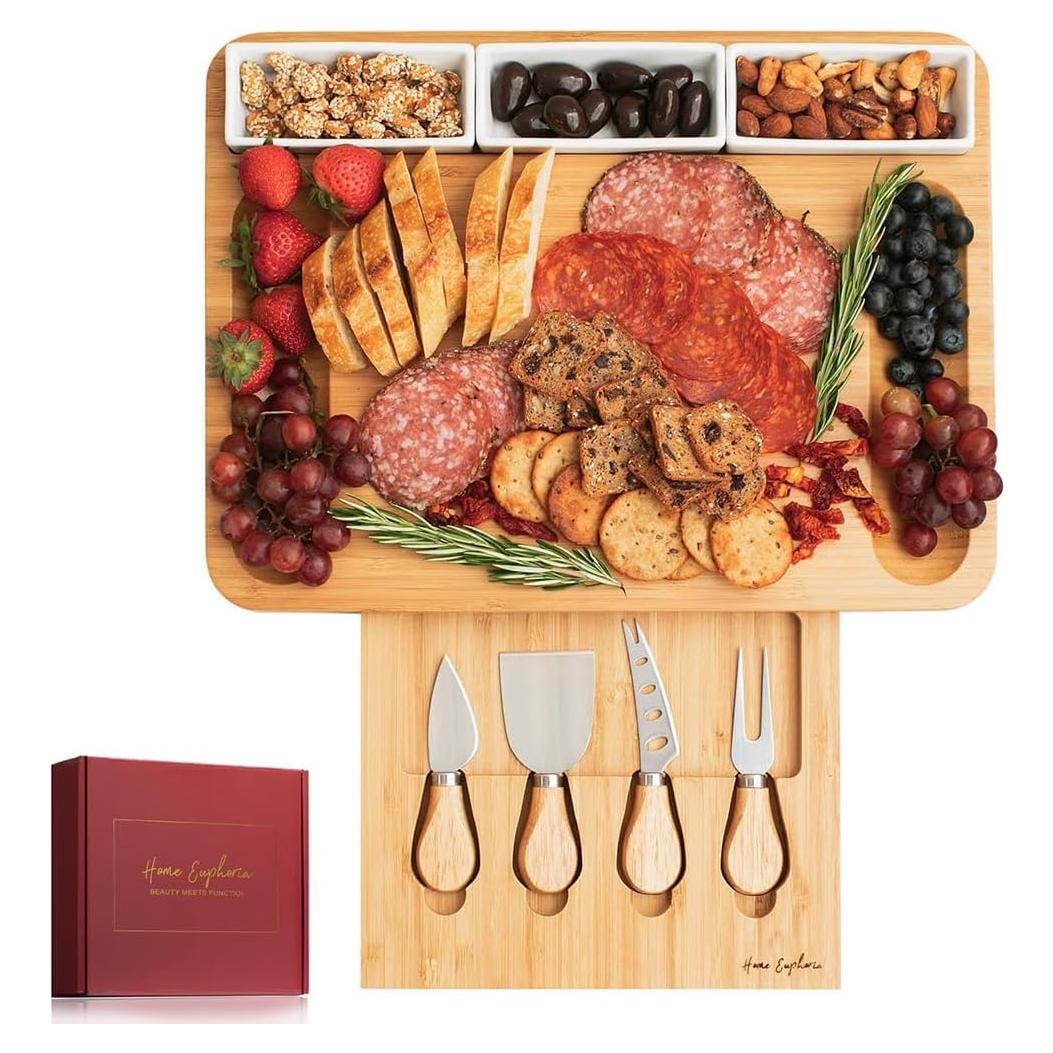 Tablero de Charcutería Grande Home Euphoria con Cuchillos y Ramequines