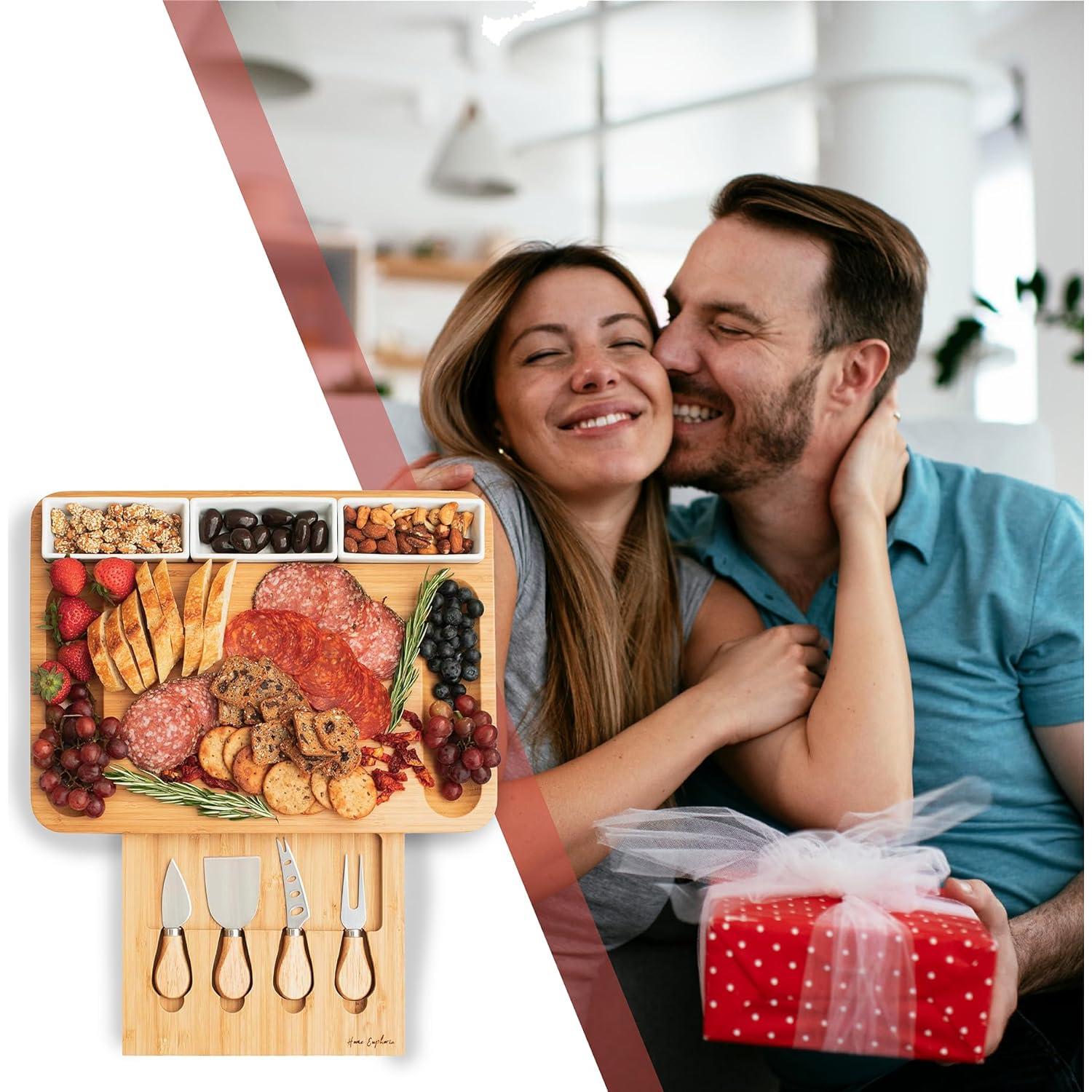 Tablero de Charcutería Grande Home Euphoria con Cuchillos y Ramequines