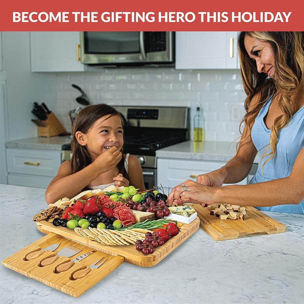 Tablero de Charcutería Grande Home Euphoria con Cuchillos y Ramequines